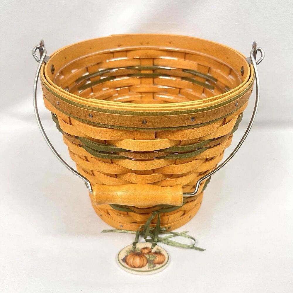Longaberger 2002 Fall Autumn Pail Basket Combo With Protector No Liner Or Lid